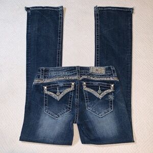 Miss Me Signature Slim Boot Cut Jeans, Pearl & Crystal Embellished, Size 28